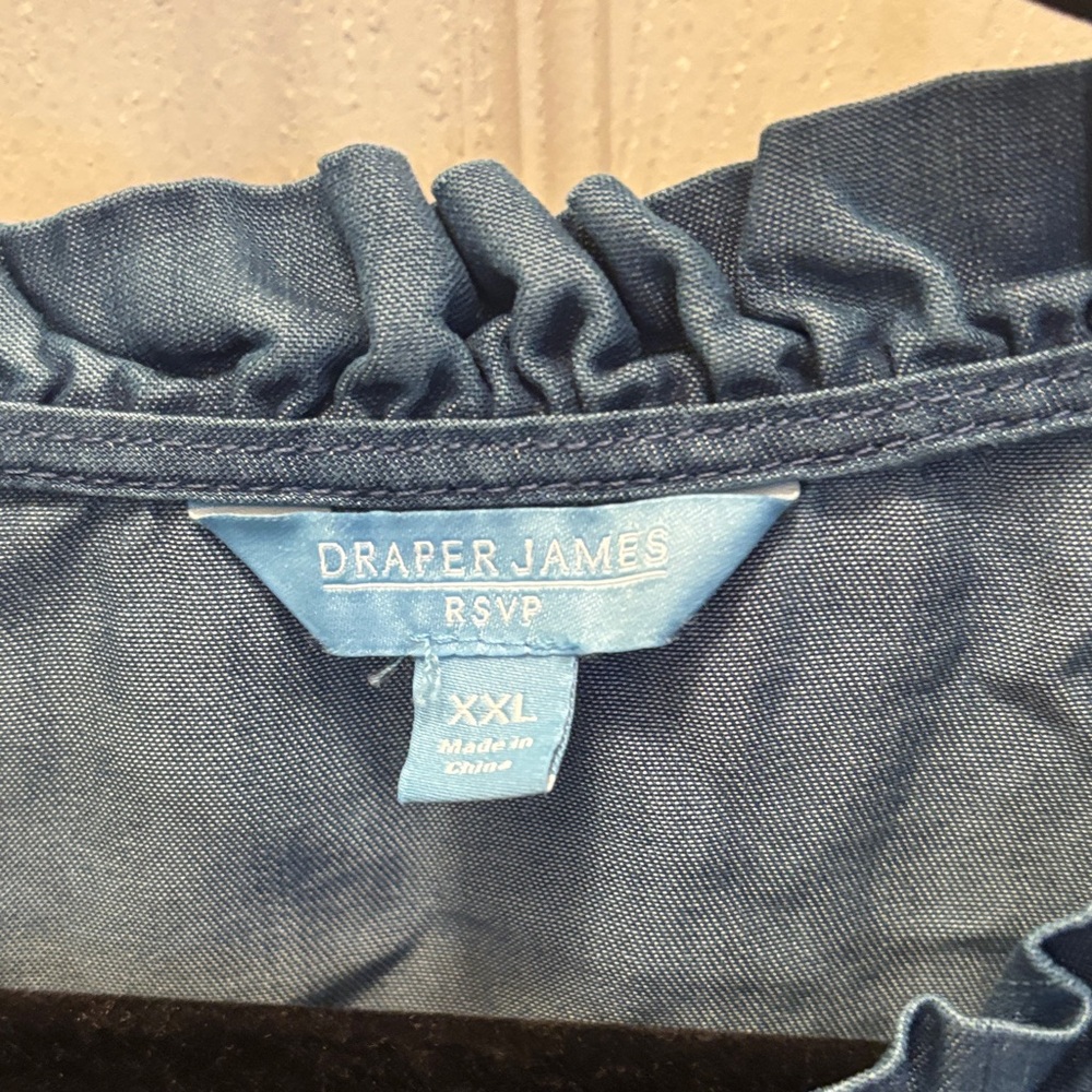 Draper James Denim Ruffle Top - Picture 2 of 3